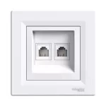 Розетка двойная телефонная Schneider Asfora конечная Белая (EPH4200121)