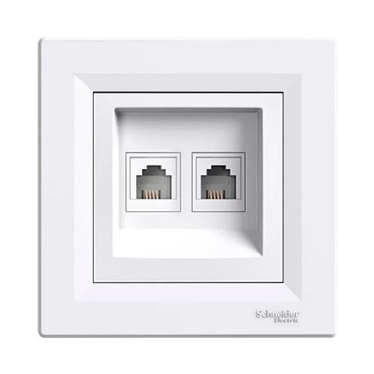 Розетка подвійна телефонна Schneider Asfora кінцева Біла (EPH4200121)