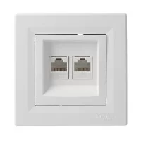 Розетка комп'ютерна RJ45 кат.6 UTP подвійна біла Asfora, EPH4800121