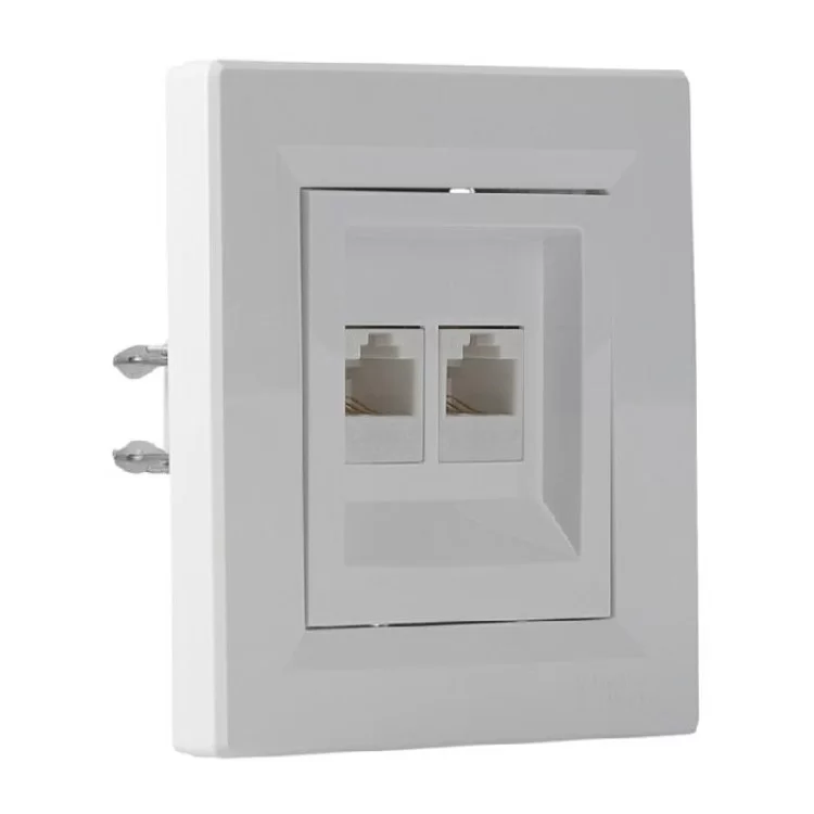 в продажу Розетка комп'ютерна RJ45 кат.6 UTP подвійна біла Asfora, EPH4800121 - фото 3