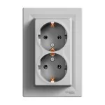 Розетка 2-ая с заземлением Schneider Asfora Алюминий (EPH9900161)