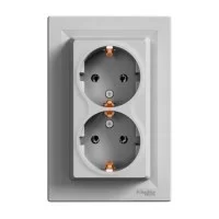 Розетка 2-а із заземленням Schneider Asfora Алюміній (EPH9900161)