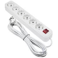 Подовжувач PiN 6p 3м із заземленням та вимикачем білий (806033)