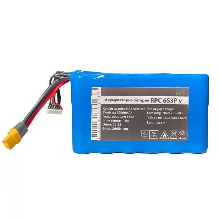 Акумулятор Li-ion 6S3P елементи Samsung INR21700-40T SDI 12000мАг 135А вертикальна BATKA dron (ЦБ0022135) - фотографія 2