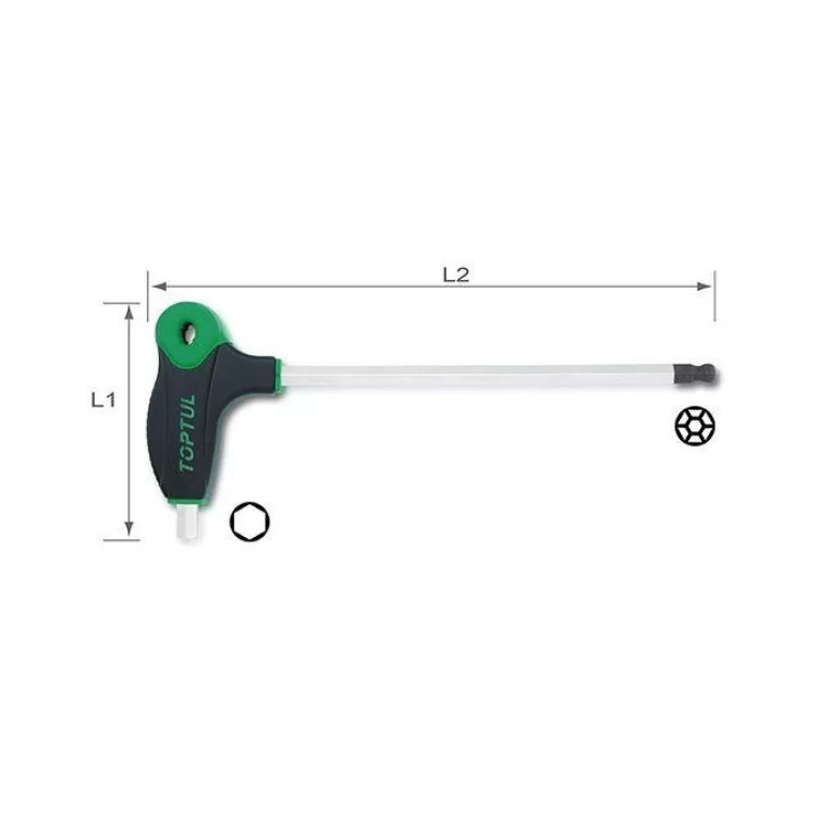 Ключ шестигранный с ручкой L-обр. 8 мм TOPTUL AGCD0827 ціна 284грн - фотографія 2