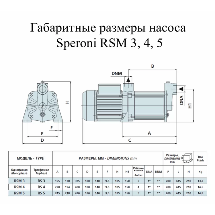 Насос поверхностный Speroni RSM 3(102190300) ціна 8 772грн - фотографія 2