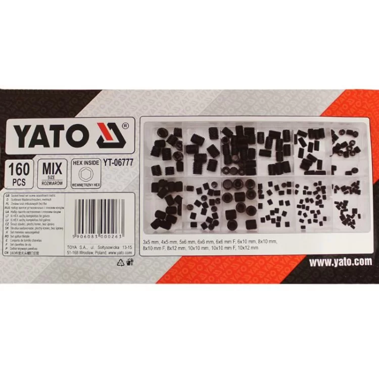 Набор из 160 винтов 3-10мм под внутренний шестигранный ключ Yato YT-06777 ціна 275грн - фотографія 2