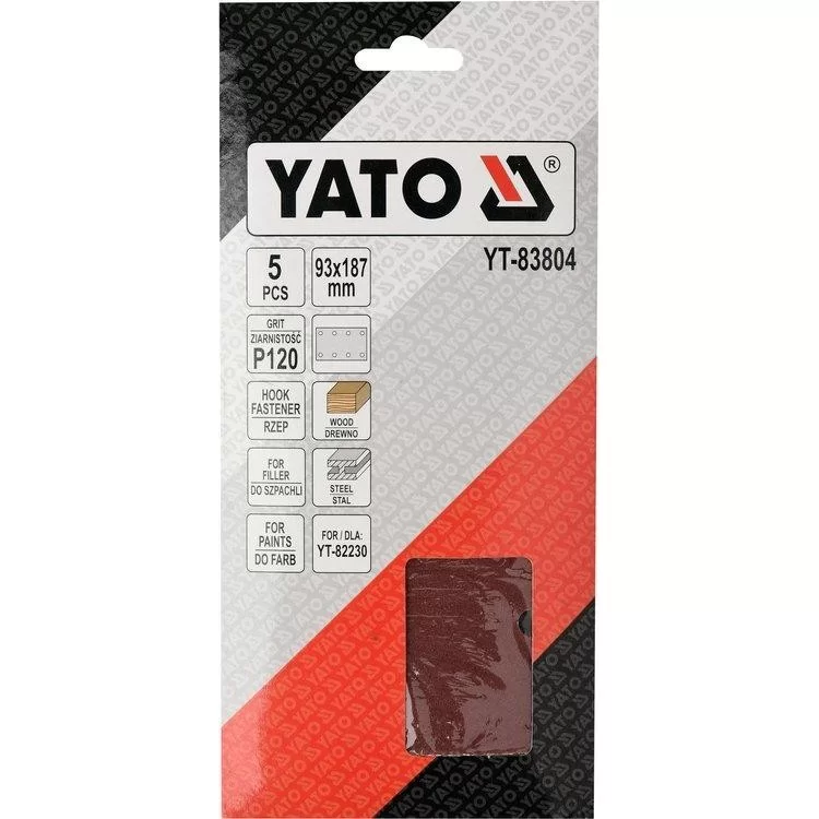 Бумага шлифовальная с липучкой Yato YT-83804 для YT-82230 (93х187 мм, Р120) ціна 90грн - фотографія 2