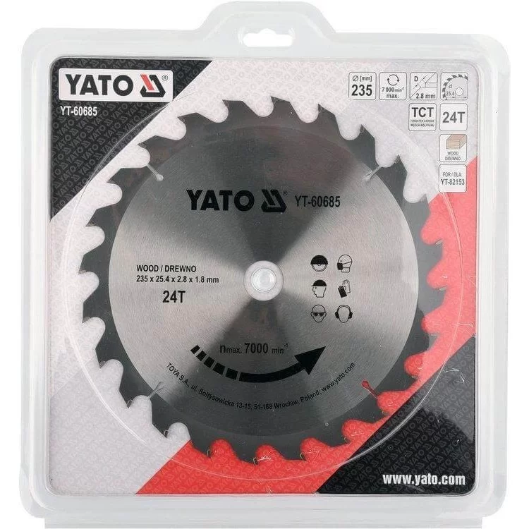 Диск пильный победитовый по дереву 235 x 25.4 x 2.8 x 1.8 мм, 24 зуба Yato - YT-60685 - фотография 2