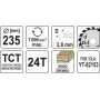 Диск пильный победитовый по дереву 235 x 25.4 x 2.8 x 1.8 мм, 24 зуба Yato - YT-60685