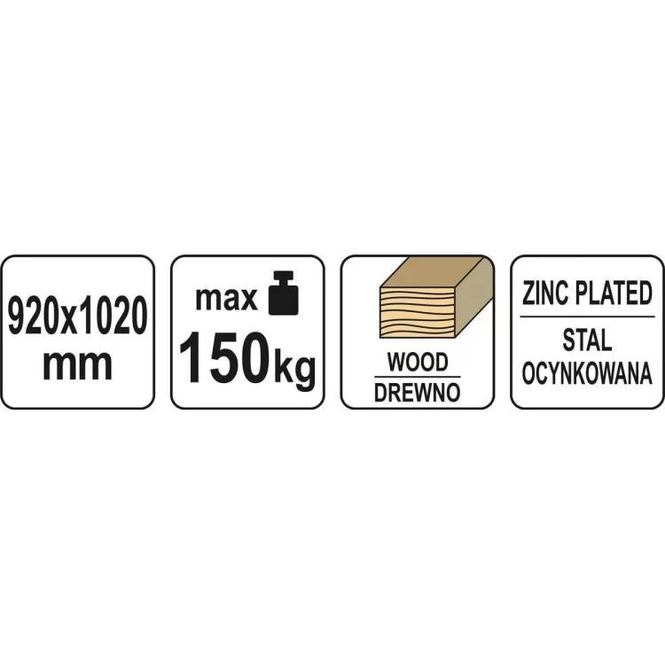 Козлы раскладные для распиловки деревянных бревен YATO нагрузка 150 кг, h 920 мм, w 1020 мм - YT-79925 характеристики - фотографія 7