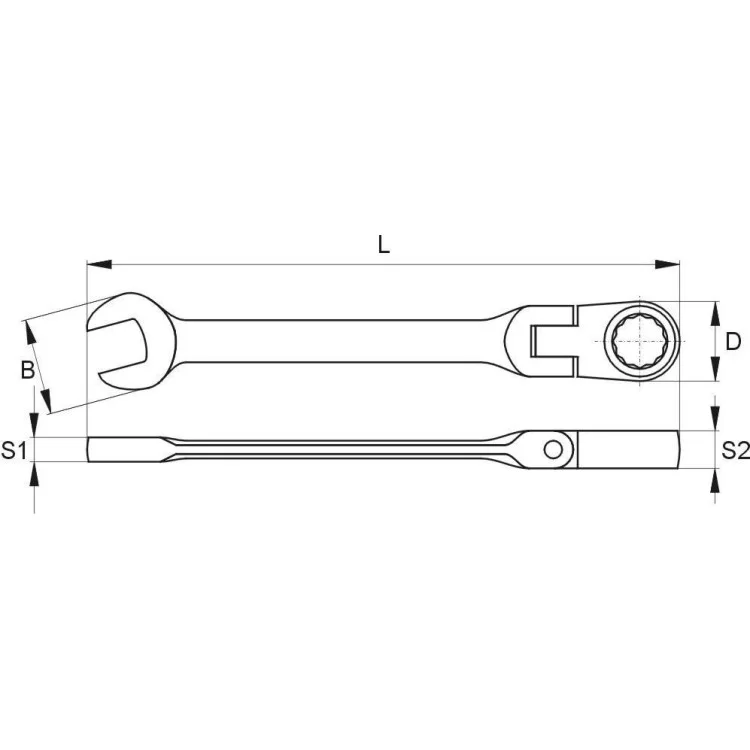 Ключ рожково-накидной с трещеткой и шарниром 18 мм, длина 235 мм YATO - YT-1684 цена 424грн - фотография 2