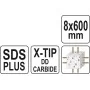 Сверло по железобетону YATO SDS-Plus Premium, 8 х 600 мм, 4 режущие кромки - YT-41961