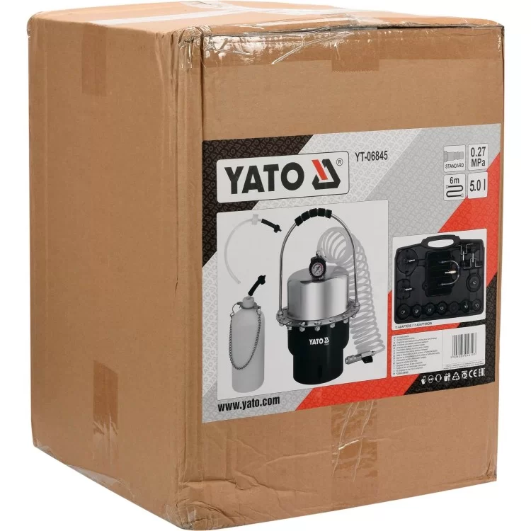 Устройство для замены жидкости в тормозных системах авто YATO 2.7 Bar, 5 л, шланг 6 м - YT-06845 інструкція - картинка 6