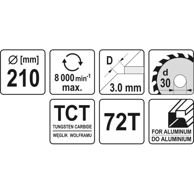 в продажу Диск пильний по алюмінію 210 х 30 х 3,0 мм, 72 зуби Yato - YT-6093 - фото 3