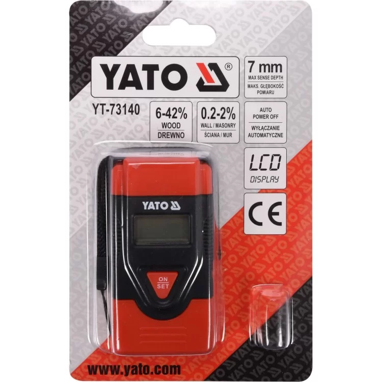в продажу Вологомір електронний для деревини та будматеріалів в межах х 0,2 - 42% з макс. Глибиною відчуває. 7 мм Yato - YT-73140 - фото 3