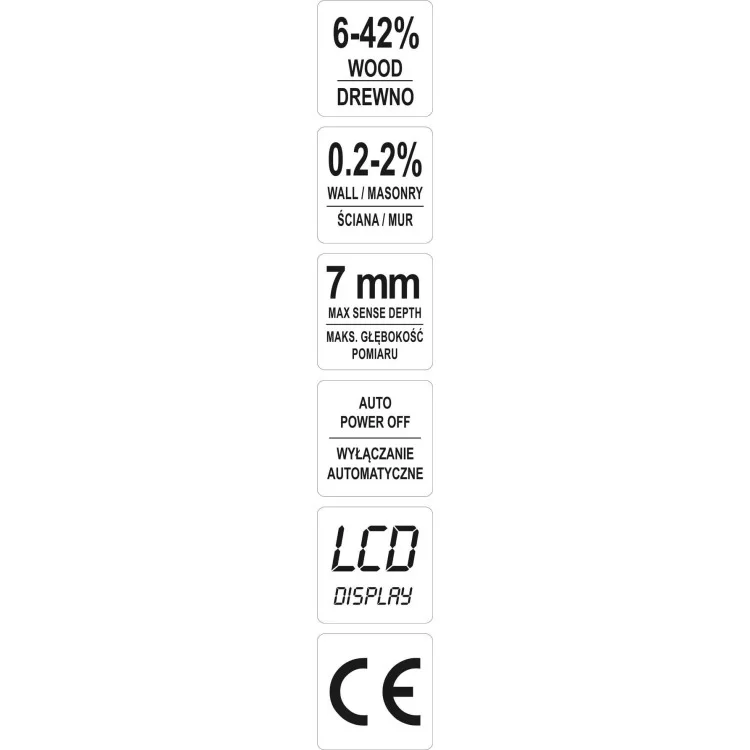 продаємо Вологомір електронний для деревини та будматеріалів в межах х 0,2 - 42% з макс. Глибиною відчуває. 7 мм Yato - YT-73140 в Україні - фото 4