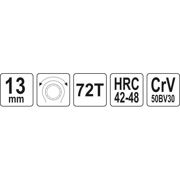 Ключ накидний, вигнутий з тріскачкою Yato 13 мм, HRC 42-48, з гумовою ергономічною ручкою - YT-02375 відгуки - зображення 5