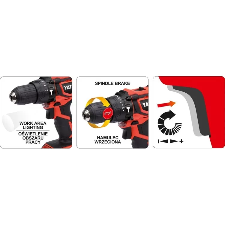 продаємо Шуруповерт-дриль акумуляторний Yato крут. мом. 40 Нм, патрон 13 мм, в кейсі YT-82784 в Україні - фото 4