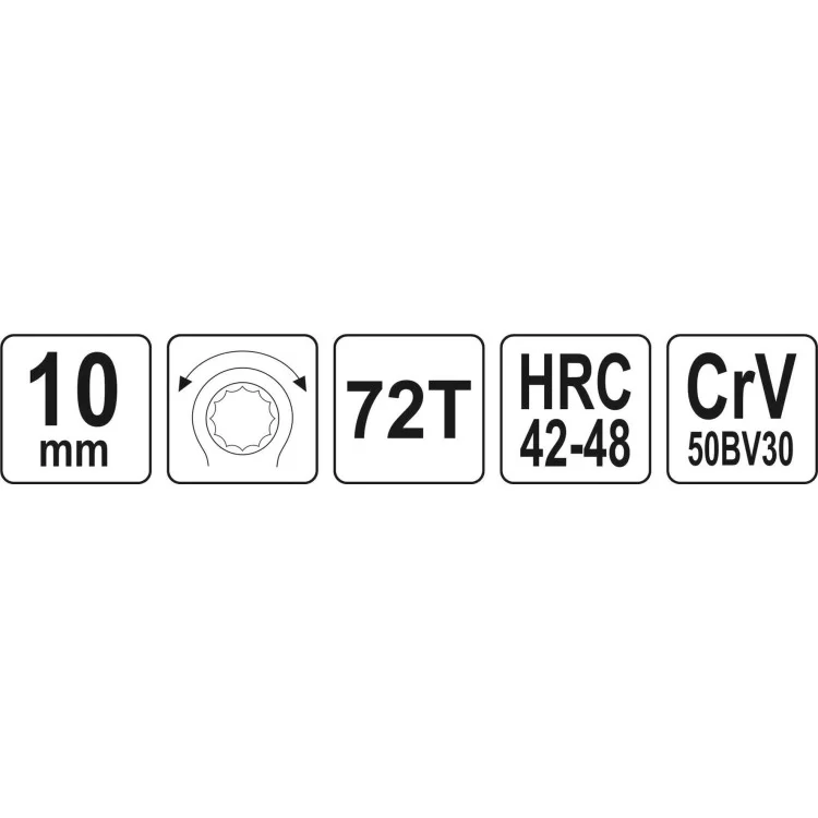 Ключ накидний, вигнутий з тріскачкою Yato 10 мм, HRC 42-48, з гумовою ергономічною ручкою - YT-02372 відгуки - зображення 5