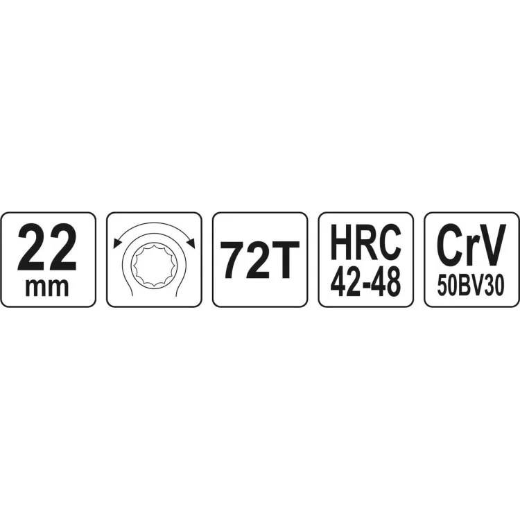 Ключ накидний, вигнутий з тріскачкою Yato 22 мм, HRC 42-48, з прогумованою ергономічною ручкою - YT-02384 відгуки - зображення 5