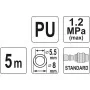 Шланг пневматический спиральный полиуретановый быстросъёмный; диаметр 5.5/8 мм, давление до 12 Bar, длина 5 м YATO - YT-24201