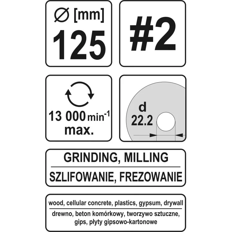 Диск-фреза 125 x 22,2 мм, шероховатость №2 шлифовальная по дереву, ПВХ, гипса YATO - YT-59169 отзывы - изображение 5