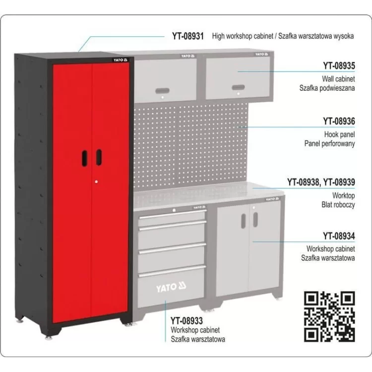 Шкаф для мастерской YATO 3 полки, 660 x 457 x 2000 мм - YT-08931 інструкція - картинка 6