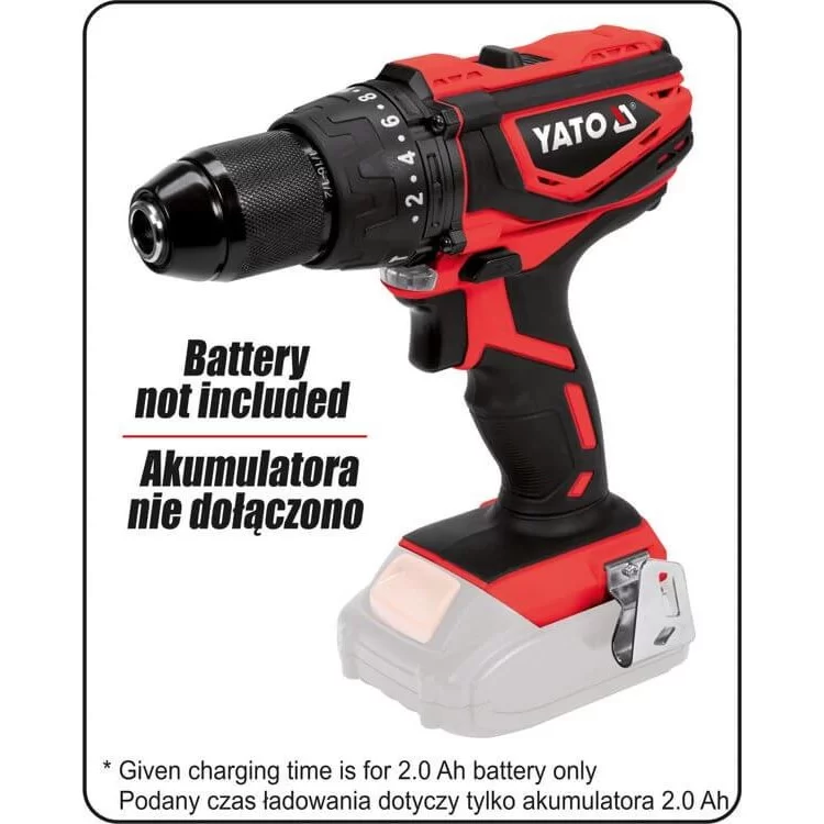 продаємо Шуруповерт-дриль ударний акум. Yato крутий. мом. 40 Нм, патрон 13 мм (без акумулятора) - YT-82789 в Україні - фото 4