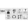 Шуруповерт-дриль ударний акум. Yato крутий. мом. 40 Нм, патрон 13 мм (без акумулятора) - YT-82789