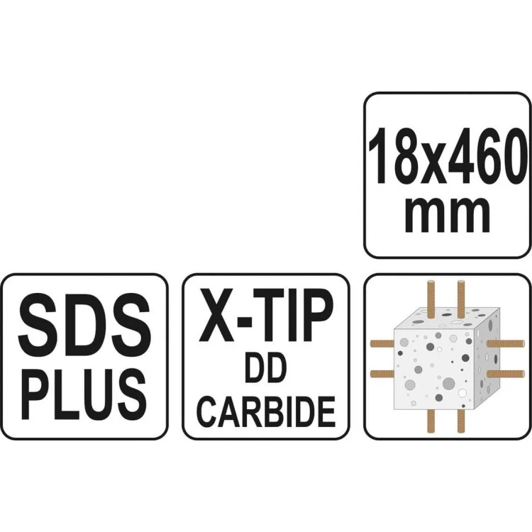 Сверло по железобетону YATO SDS-Plus Premium, 18 х 460 мм, 4 режущие кромки - YT-41957 відгуки - зображення 5