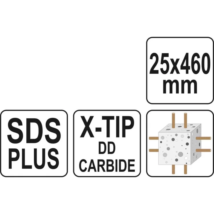 Сверло по железобетону YATO SDS-Plus Premium, 25 х 460 мм, 4 режущие кромки - YT-41959 отзывы - изображение 5