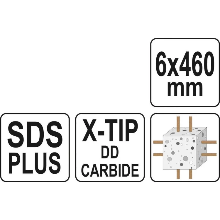 Сверло по железобетону Yato SDS-Plus Premium, 6 х 460 мм, 4 режущие кромки - YT-41951 отзывы - изображение 5