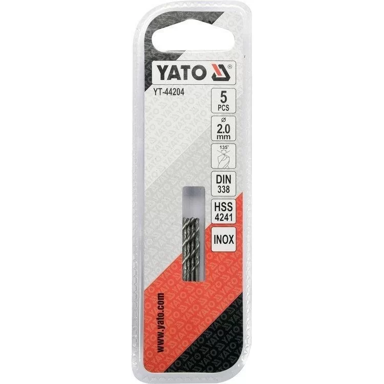 Сверло по металлу PREMIUM Yato HSS 4241, для нержавеющей и высоколегиров. стали, литья, 2.0 х 50 мм, 5 шт - YT-44204 - фотография 2