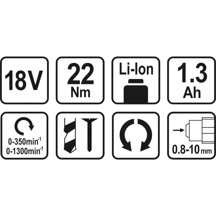 Шуруповерт аккумуляторный STHOR с 2 Li-Ion аккум-ми 18 В, 1,3 А х Ч, КМ.- 22 Nm, патрон ≤10 мм - VO-78972 інструкція - картинка 6