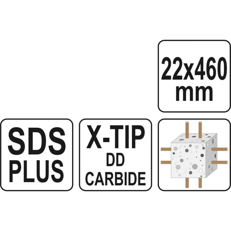 Сверло по железобетону YATO SDS-Plus Premium, 22 х 460 мм, 4 режущие кромки - YT-41958 відгуки - зображення 5